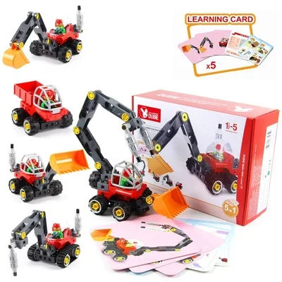 

Wange Building Blocks Engineering Vehicle Model Building Kits Educational Bricks Toys 5 In 1 Creative Bricks Toys for Child