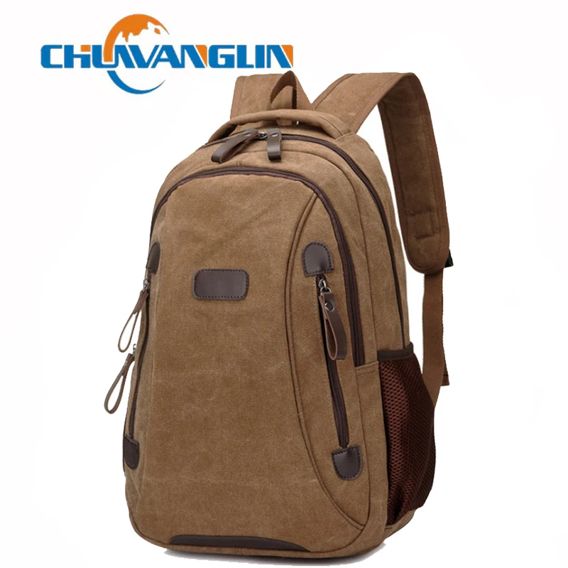 Chuwanglin Casual canvas male backpack men's school bags 14 inches Laptop backpacks fashion travel bags mochila hombre A6811