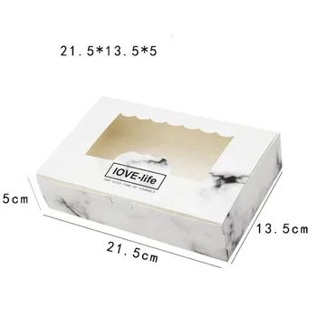 

21.5x13.5x5cm new love life marble window box Cookies Boxes with clear 10pcs/lot Cake Candy Boxes Favor Boxes For Party Guests