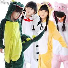 Mengshufen Kids Clothes Sleepwear 2017 Winter Animal Girls Boys Hooded Pajamas Flannel Stitch Baby Onesie panda Pajamas Sets