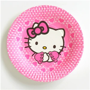 Plate 10pcs Hello kitty/Детский комплект для украшения вечеринки на день рождения, вечерние принадлежности для дня рождения, вечерние принадлежности, AW-1666 - Цвет: Plate 10pcs