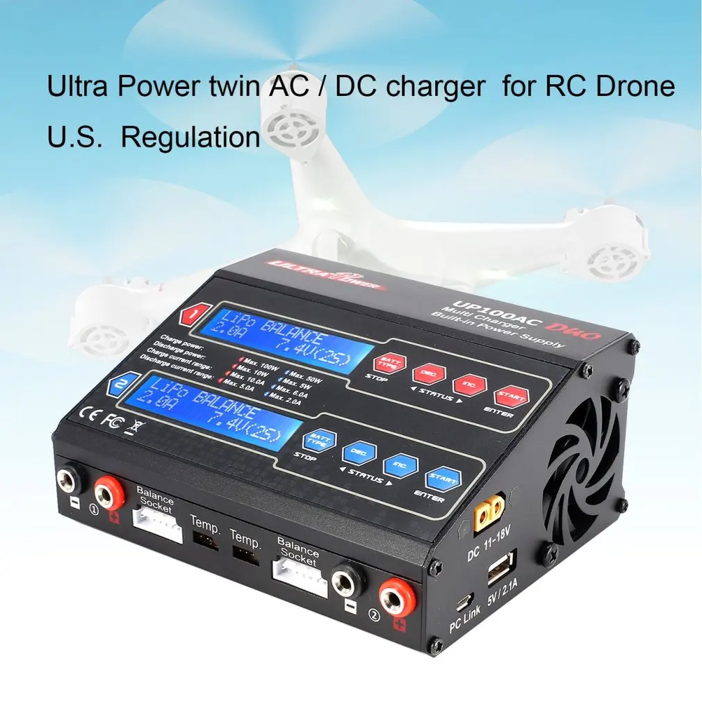Ультра мощность UP100AC DUO 100 Вт цикличный заряд/разряда LiIo/LiPo/LiFe/NiMH/Nicd баланс зарядное устройство разрядник для RC Drone