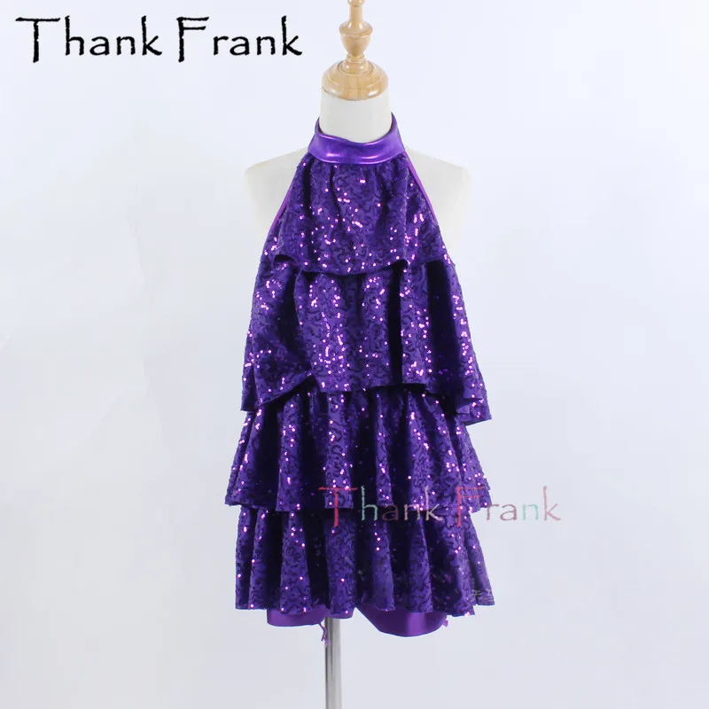 

New Sequin Latin Dance Dress Girls Women Purple Latin Dresses For Dancing Children Backless Dance Costumes Stage Dancewear C525