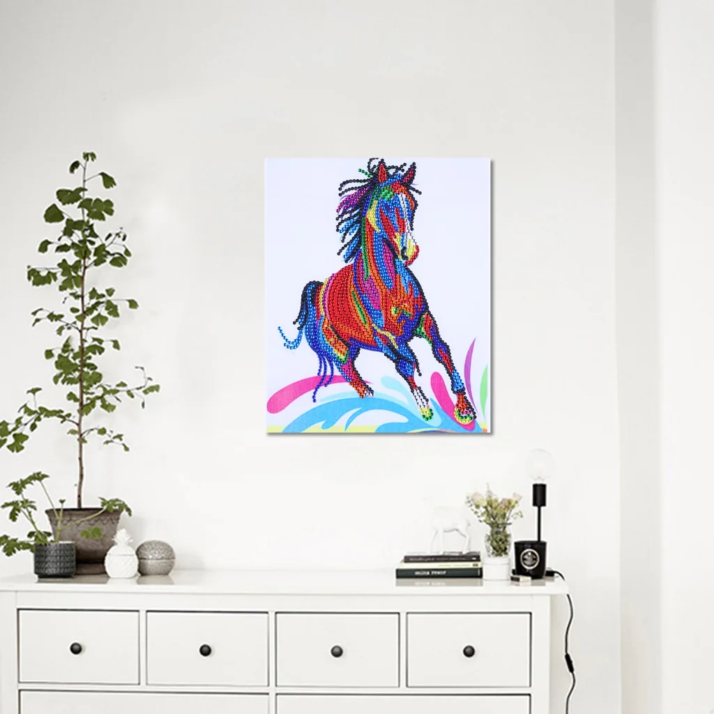 5D diamond embroidery circle diamond special shape cartoon painting Running horse rhinestone crystal painting home decoration