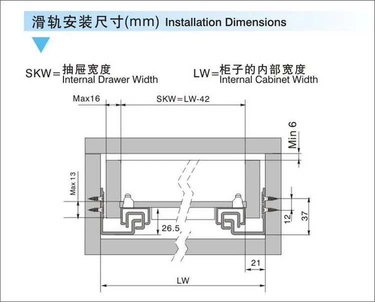 20 500mm Full Extension Under Mount Soft Close Drawer Slide