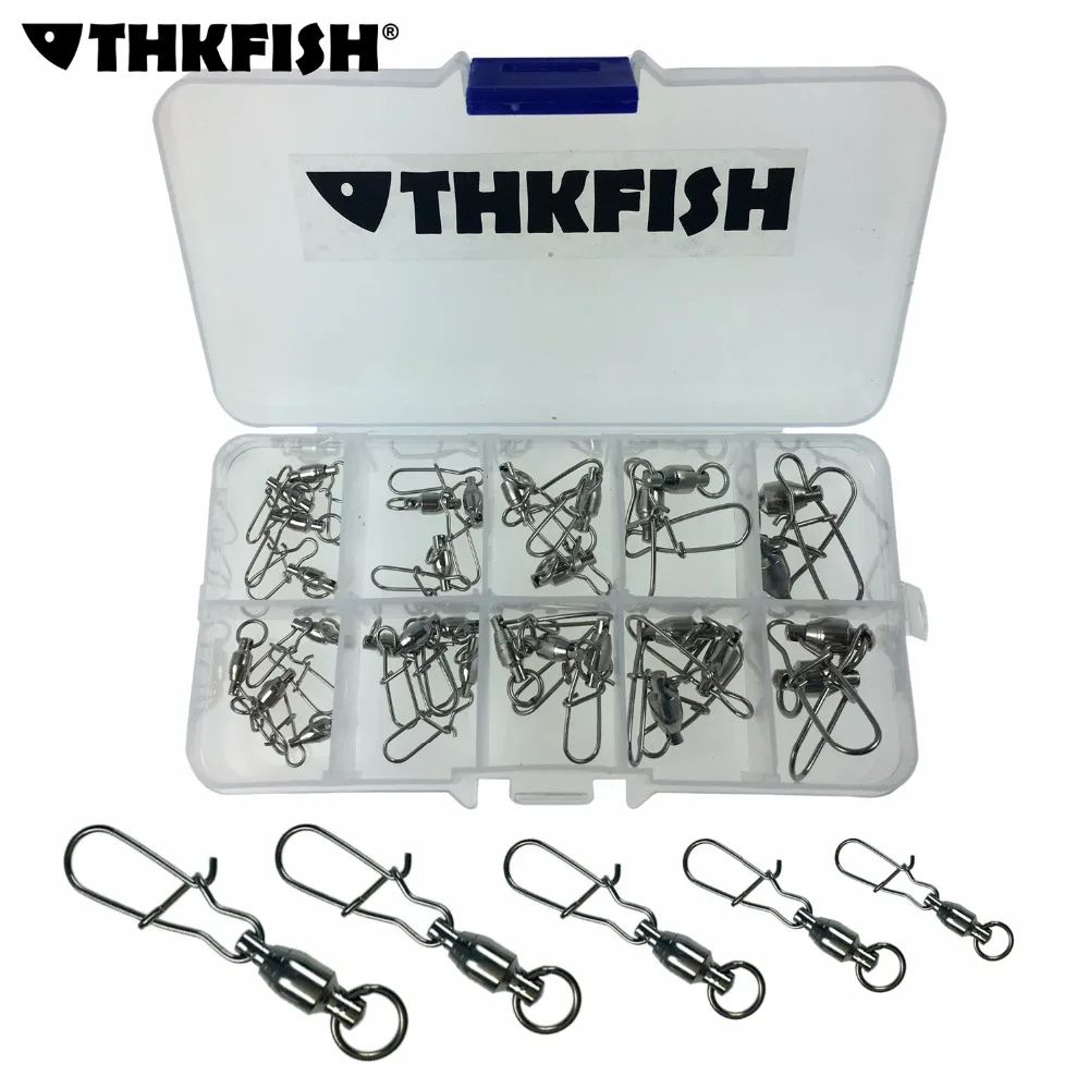 30Pcs 25lb 96lbs Duo Lock Snap Ball Bearing Swivels Combo Silver Ball