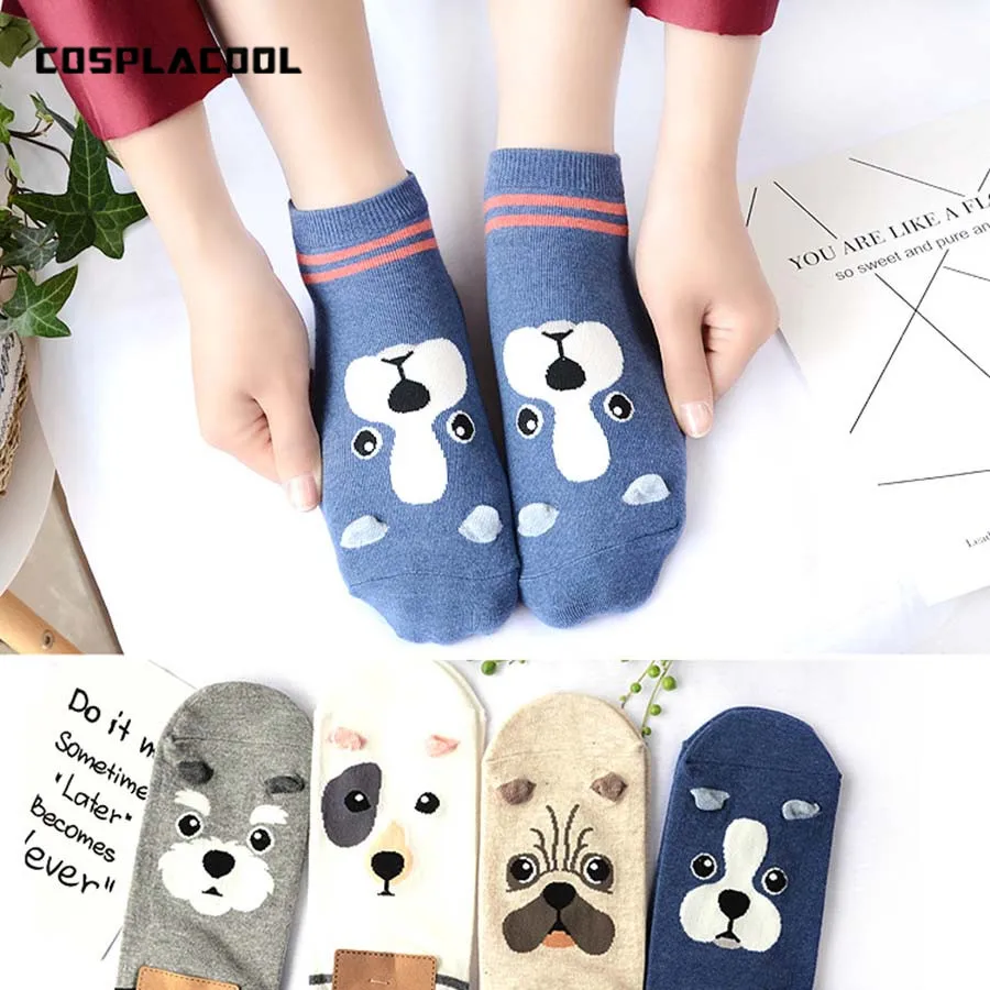 

Korean Harajuku Fashion Kawaii 3D Printing Funny Calcetines Mujer Women Lovely Animals Dogs Sox Creative Cute Cartoon Chaussette