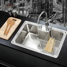 SUS 304, нержавеющая сталь, никелевый матовый набор для кухонной раковины с твердой латунной выдвижной кран, деревянная доска для еды, ложка, вилка