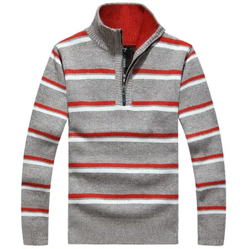 

Brand Winter Sweater Men's Turtleneck Cashmere Wool Zipper Pullover Male Pull Homme Striped Men Sweater Sueter Hombre Size M-3XL