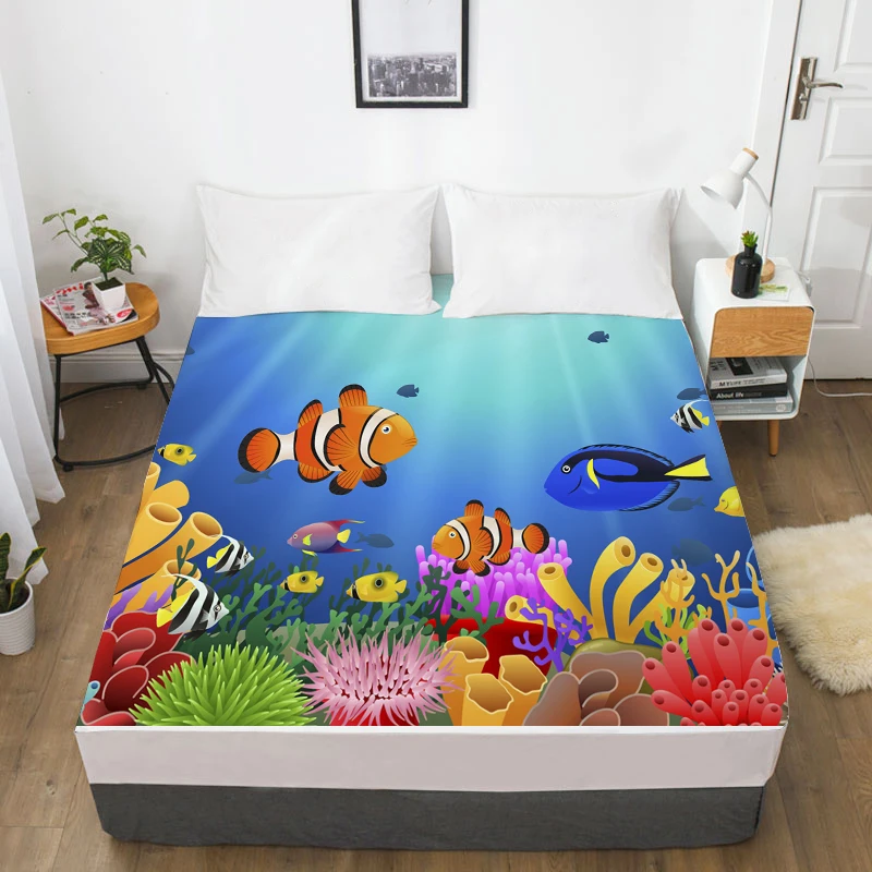 3D HD Cartoon Bed Sheet With Elastic,Fitted Sheet for Kids/Baby/Child/Boy/Girl,Animal zoo Mattress Cover Custom/160x200 - Цвет: cartoon 08