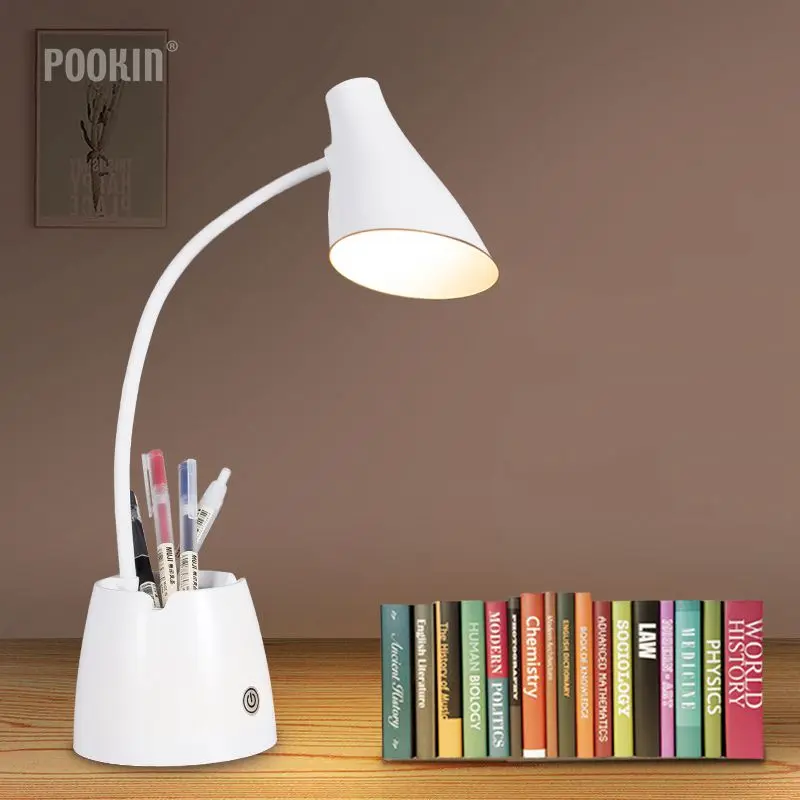 

LED Rechargeable Touch Dimmable Pen Container Table Lamp Foldable Desk Lamp For Home Reading Studying Working 3-level Color