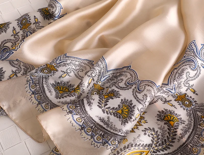 Роскошный шелковый шарф для женщин, винтажный, с принтом пейсли, Пашмина для женщин, мусульманский турецкий хиджаб, вечерние платья, Шелковый платок, платок, платок