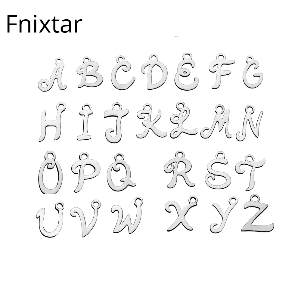 

Fnixtar Never Fade Stainless Steel Letter Metal Charms For Women DIY Mini Alphabet Charms Jewelry Making Accessories 26pcs/lot