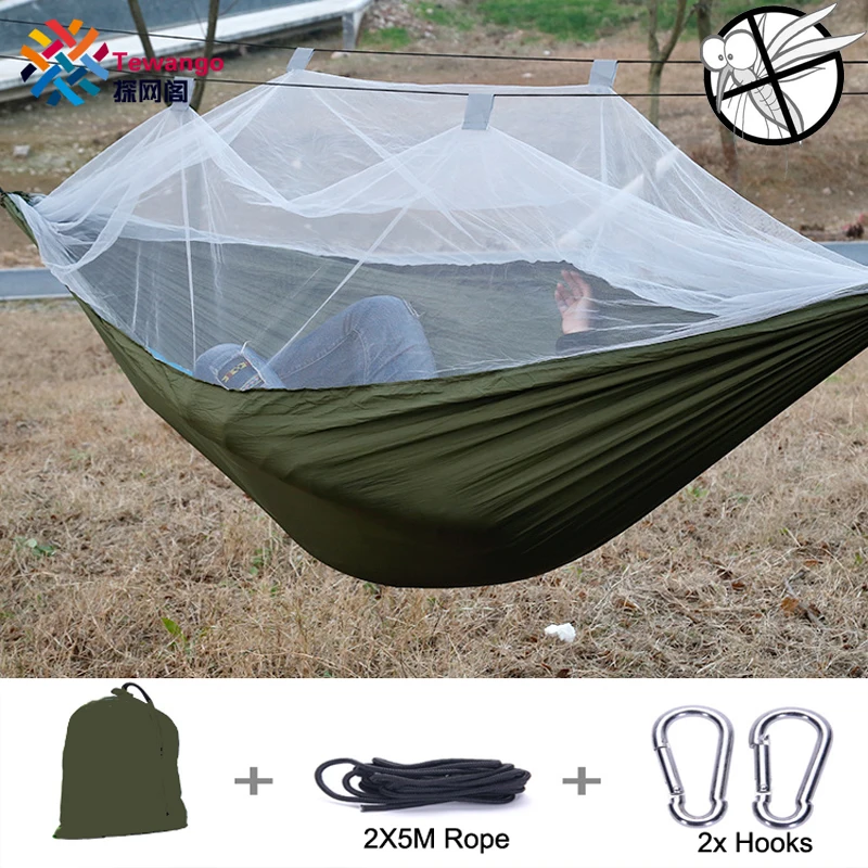 

Tewango Portable Outdoor Camping Mosquito Net Nylon Hammock Hanging Bed Sleeping Swing Load bearing 300KG