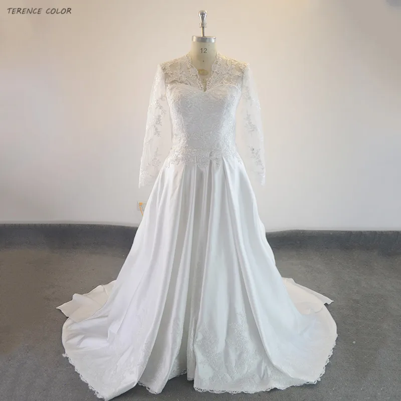 Kate Middleton сексуальное свадебное платье принцессы с v-образным вырезом и длинными рукавами свадебное платье трапециевидной формы с кружевной аппликацией зимнее свадебное платье