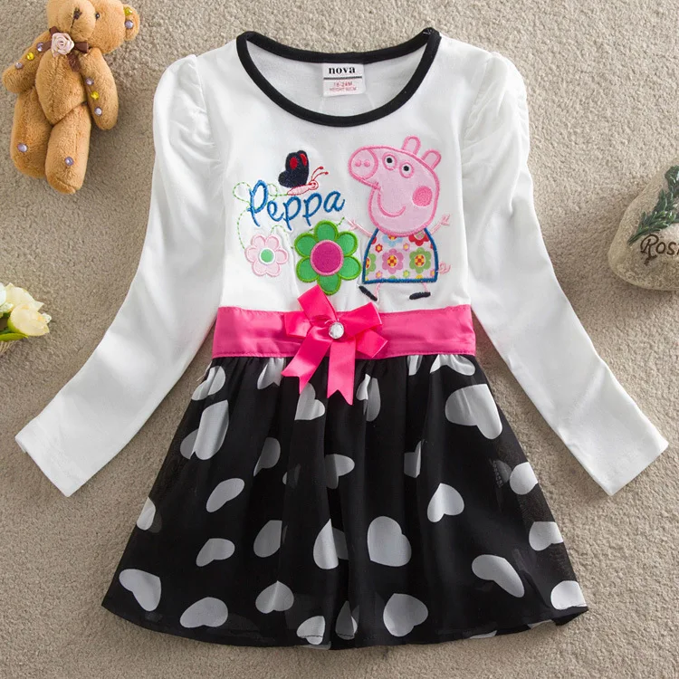 2015 new baby girl dress princess dresses peppa pig kids toddler children clothes child clothing