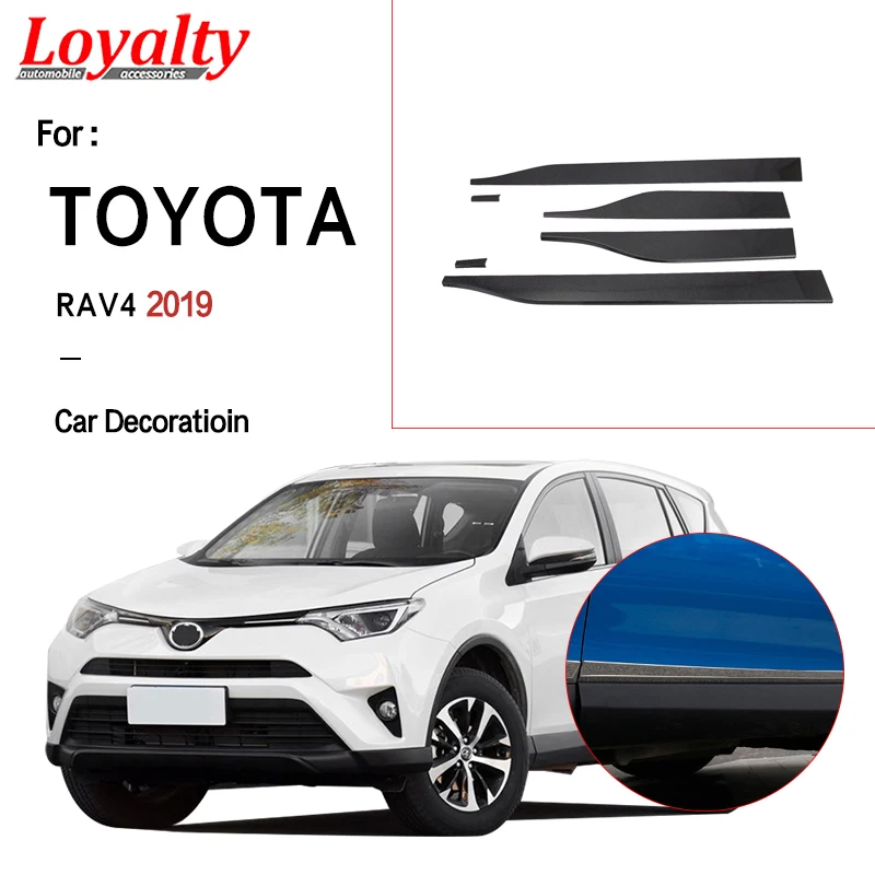 

Loyalty For Toyota RAV4 2019 ABS Carbon fiber Car Accessories Exterior Side Door Panel Body Molding Decoration Cover Trim 6pcs