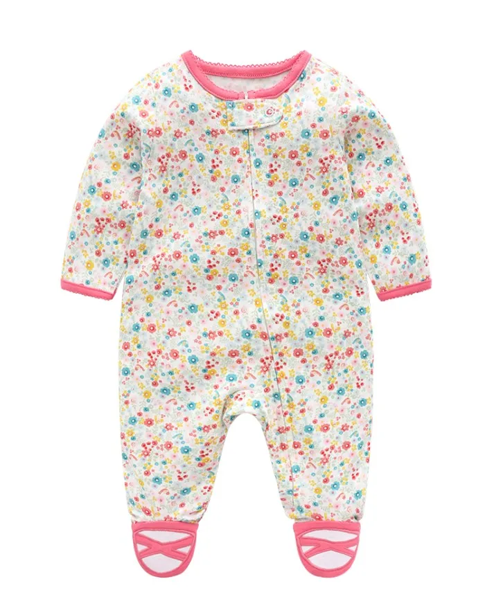Пижамы для новорожденных; хлопковый комбинезон с единорогом; Одежда для мальчиков; комбинезоны; комбинезон для младенцев; bebes; комбинезон; Одежда для младенцев - Цвет: PInk flowers