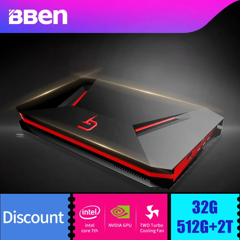 

BBEN GB01 Box Gaming Computer Windows 10 Intel I7 CPU NVIDIA GTX1060 32G DDR4 Ram SSD/HDD Options RJ45 WIFI BT4.0 Mini Computer