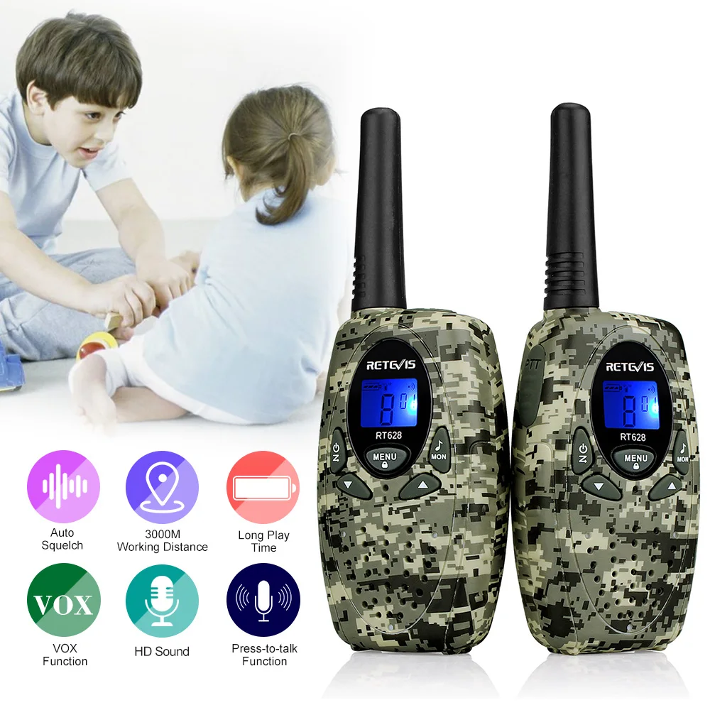 

2PCS Retevis RT628 UHF Walkie Talkie For Kids Children Mini Two Way Radio 8 Channels License-free LCD Display VOX PTT