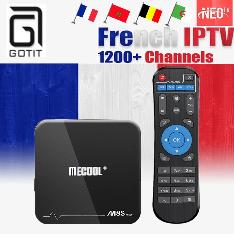 GOTiT M8S Pro+ Android 7,1 Smart tv Box+ 1200+ французский IP tv NEOPlus Pro арабский бельгийский тюфяк лучше, чем QHD tv LEAD tv