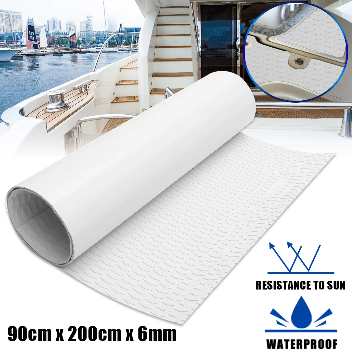 

Self-Adhesive 900 x 2000 x 6mm EVA Foam Faux Teak Decking Sheet Marine Boat Yacht Decking Sheet DIY Car Protective Floor Mat