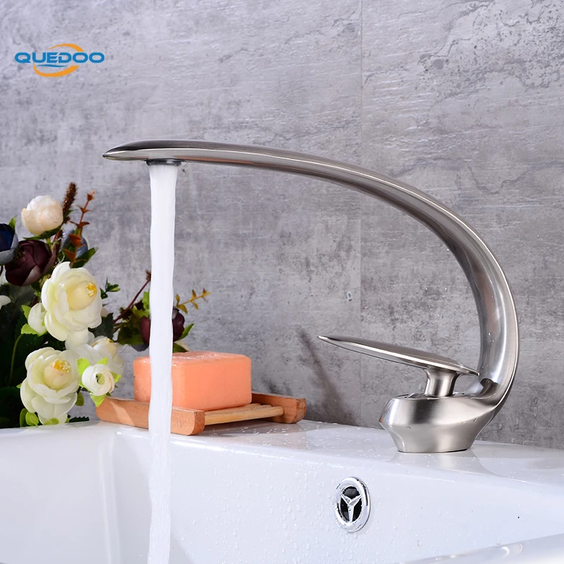 2020 Bath Basin Faucet Brass Brushed Nickel Finish Faucet Sink