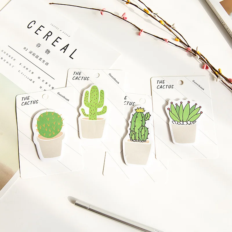 Jonvon 4 PCS cactus pad of Korean creative канцтовары наклейки N stick a label стикер школьные