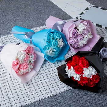 

Cartoon Stitch Bouquet + Soap Rose Bear Doll Toys Festivals Gift For Birthday Wedding With Luxury Valentine's Day Gift Box P20