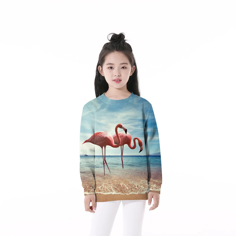 

RUNNING CHICK wholesale beach flamingo digital printing sweatshirt loose flat pullover