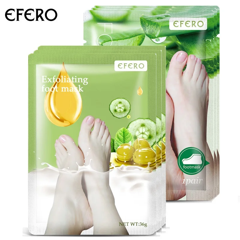 

EFERO 6 Pack Exfoliating Foot Mask for Legs Pedicure Socks Feet Peeling Mask Dead Skin Moisturizing Whitening Mask Foot Care