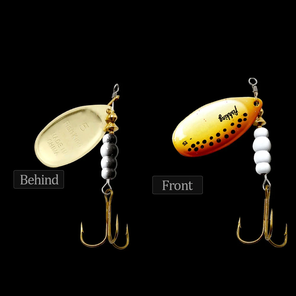 FISH KING 1pc Spinner Bait Fishing Lure 3.2g 4.3g 6.1g 9.6g 13.6g Pike Hard Baits Spoon With Treble Hook Tackle High Quality