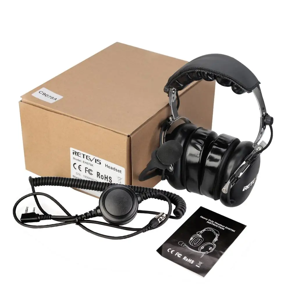 Звукопоглощающие наушники Retevis Black EH070K 2 pin Binaural Sleep Work гарнитура для Kenwood Baofeng Звукоизоляционная 24dB анти-шум