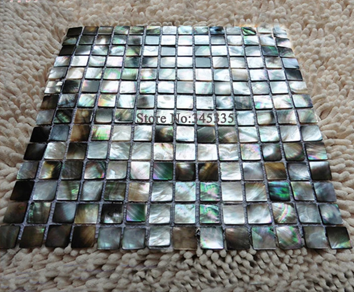 

11pcs Square Black Lip Shell Mosaic Tile Mother of Pearl for Backsplash Kitchen Room Wallpaper Bathroom Decoration Wall Tiles