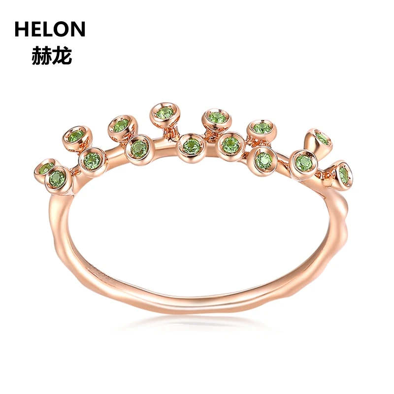 

Natural Peridot Ring Solid 14k Rose Gold Engagement Wedding Ring for Women Anniversary Party Birthday Graduation Valentine Gift