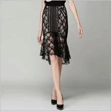 Белая прозрачная Цветочная кружевная боковая молния длиной до колена тонкая Русалка модная сексуальная юбка женская винтажная готическая одежда юбки