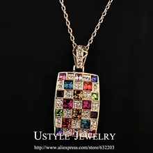 USTYLE Collares de Moda para Las Mujeres 2014 Collar Chapado En Oro Multicolor de Cristal Austriaco de Moda JN0001B
