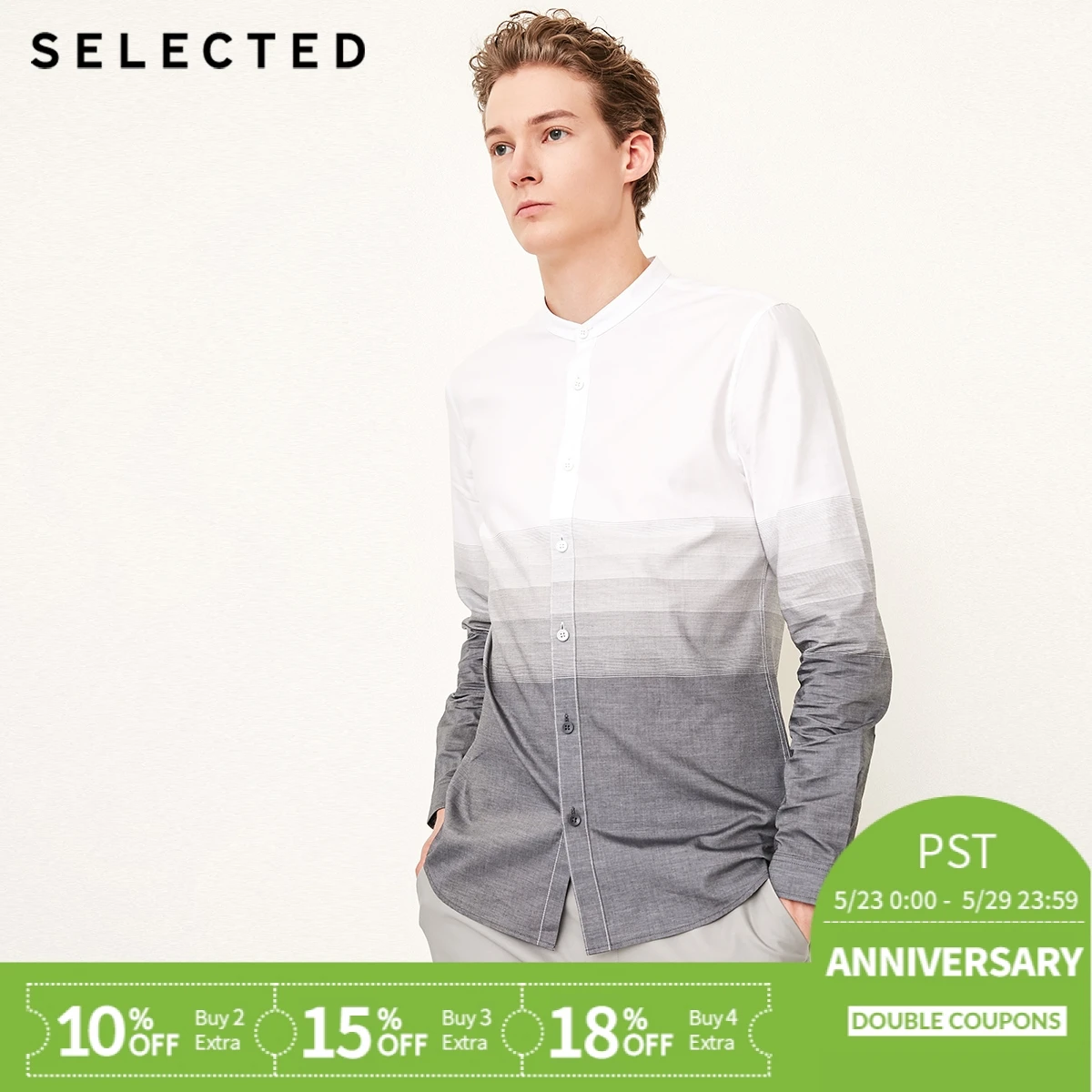 

SELECTED Men's Business Casual Long Sleeved Shirt Slim Pure Cotton Shirts S | 418305510