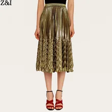 Женская весенне-летняя новая модная однотонная плиссированная юбка средней длины с высокой талией Женская пляжная юбка