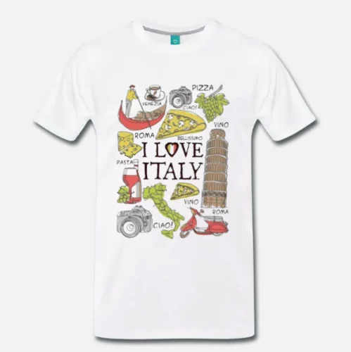 

T-SHIRT SOUVENIR I LOVE ITALY ROMA FIRENZE VENEZIA ARTWORK 1 S-M-L-XL-2XL-3XL