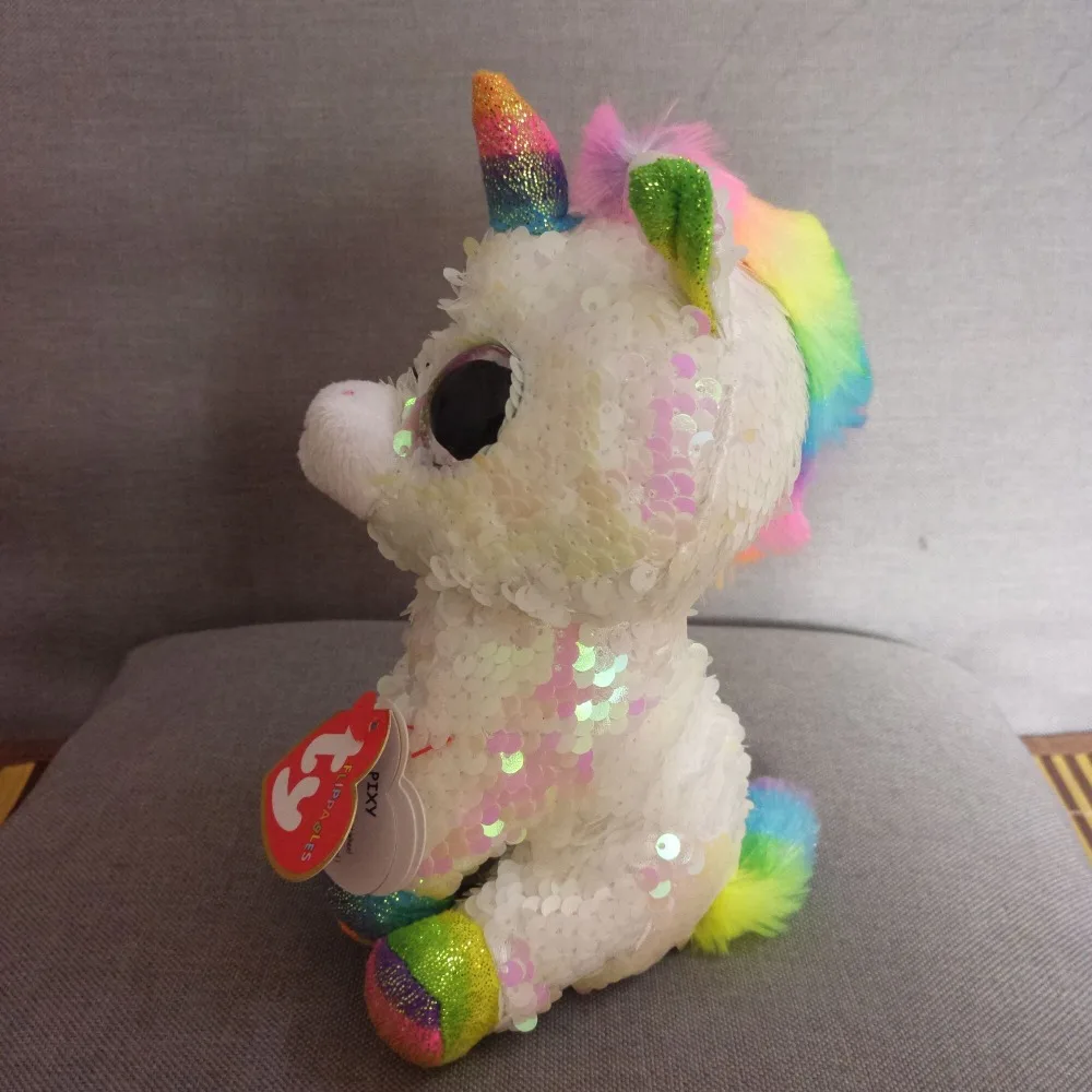 TY Beanie Boos 15cm Sequin Unicorn Chihuahua Sloth Bird Dog Cat Fox Owl Dragon Plush Toy Big EyeStuffed Animal Soft Toy Kid Gift