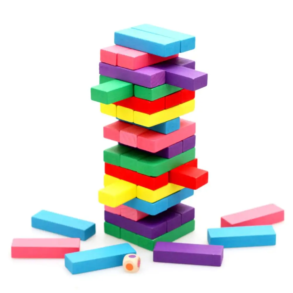 

48PCS Wooden Large Color Pulling Blocks Children Educational Toys