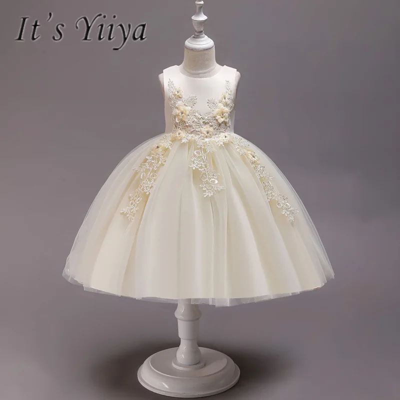 

It's YiiYa Flower Girl Dresses 3 Colors Sleeveless O-Neck Floor Length Girls Pageant Dresses Vestidos De Noches Para Ninas 8643