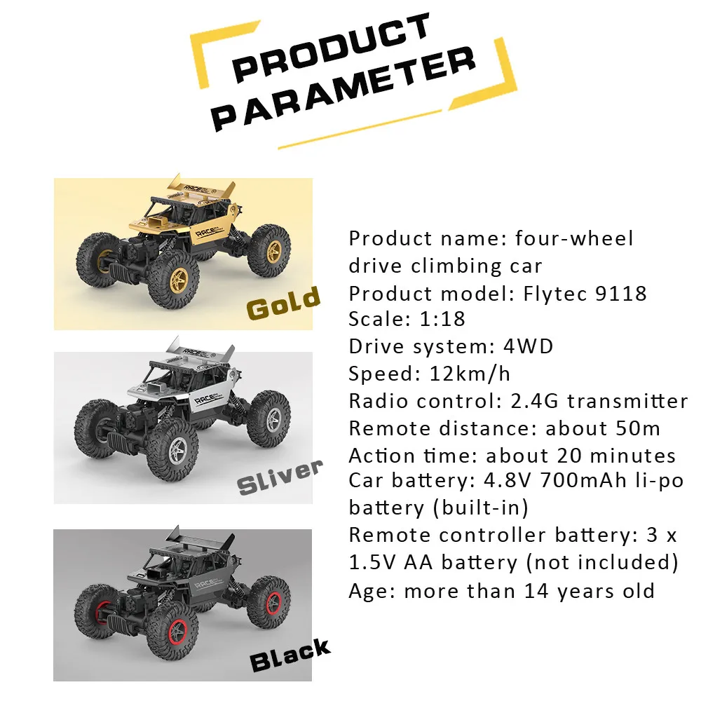 High Speed RC Car 118 Alloy 2.4G 4WD Crawler Remote Control Toy Cars   (14)
