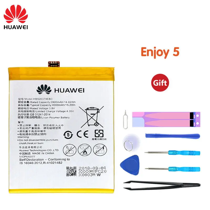 Оригинальный аккумулятор для телефона Huawei HB526379EBC Enjoy 5 TIT-AL00 CL10 Honor 4C Pro/Y6 PRO 4000 мАч с