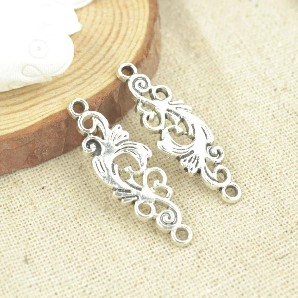 

15 Pcs 36*12 mm Antique Silver Tone Flower connector Charms DIY Jewelry Making 2536