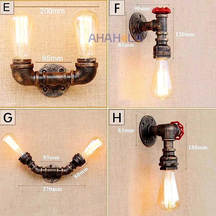 Лофт промышленный E27 настенный светильник, Ретро стиль, для помещений, 220 В, бра, настенные светильники, Ретро стиль, скандинавские железные трубы, лампа для дома, Wandlamp