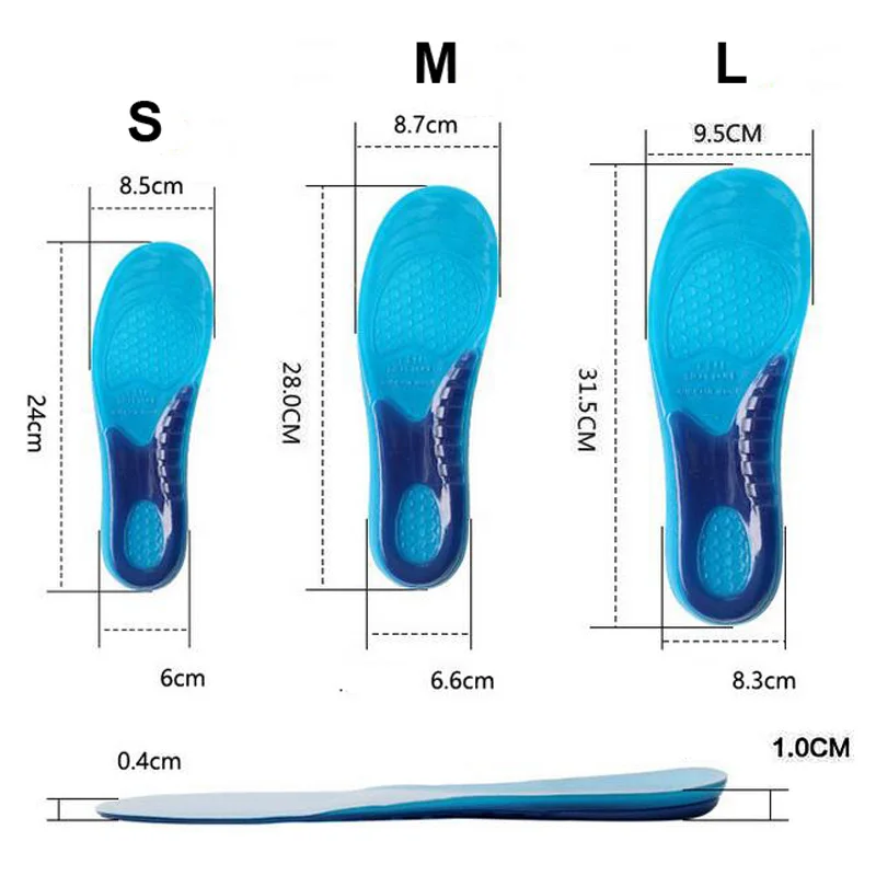 JUP 3 Pairs Silicon Gel Can Be Free to Cut Breathable  Orthotic Arch Support Massaging Insoles Military Training Shock Absorber
