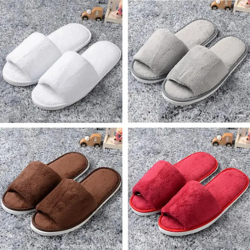 

Women & Men Open Toe Winter Slippers Warm Slippers Female Plush Slides Indoor Bedroom Unisex Casual Shoes