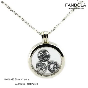 

Memory Pendant Necklace 925 Sterling Silver Medium Floating Locket Necklaces & Pendants DIY Jewelry Making Accessories